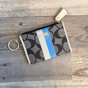 Coach Black and Blue Monogram Card Holder